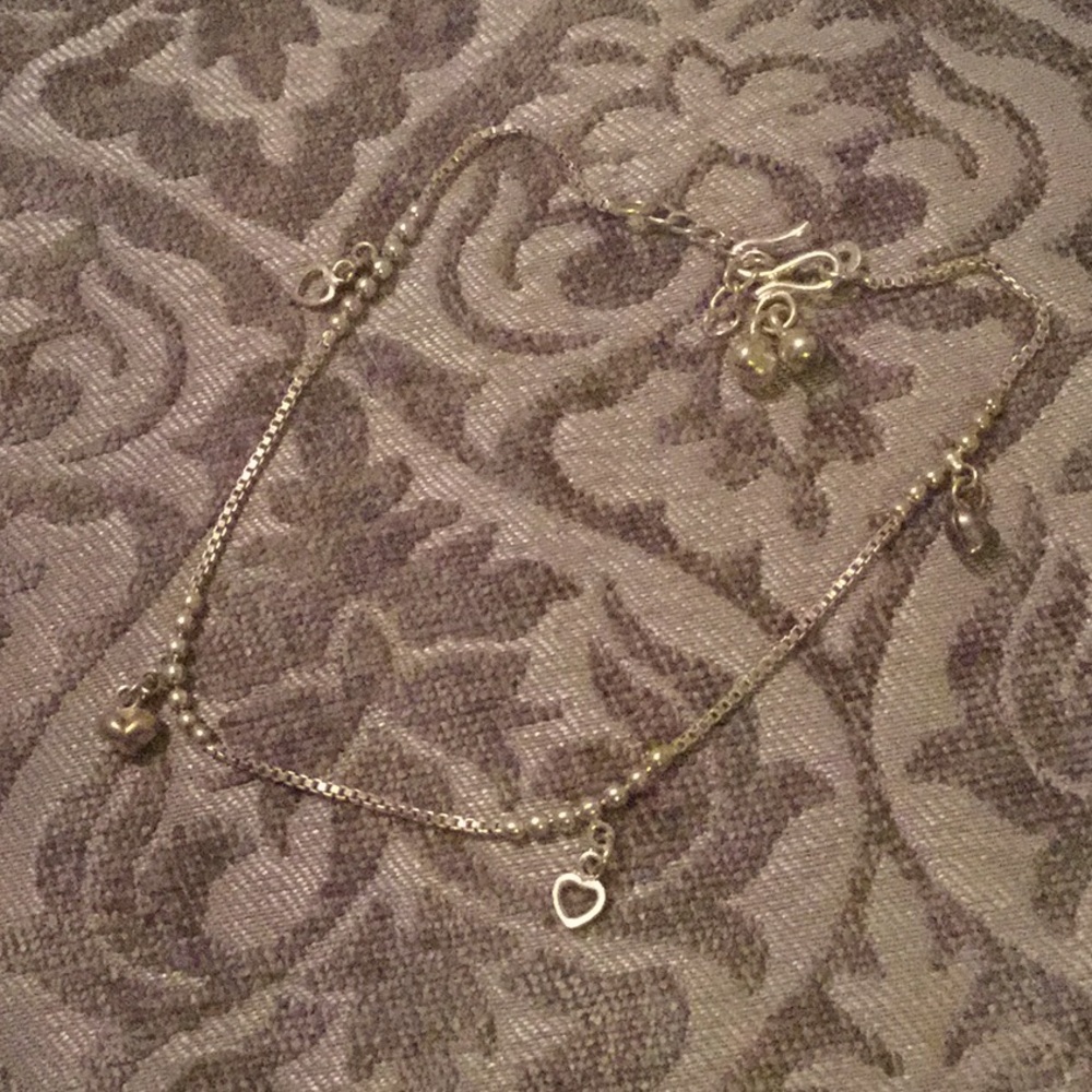 Sterling silver heart anklet